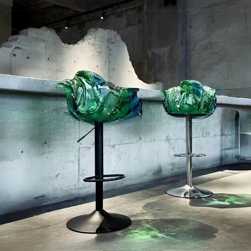 

Table chair Transparent resin restaurant Home high-end design art Lifting rotating high chair