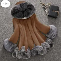 Large Size 2024 Fashion Autumn and Winter Women Faux Fur Hooded Coat Thick Warm Fur Jacket S-5XL Women Grey Cloak