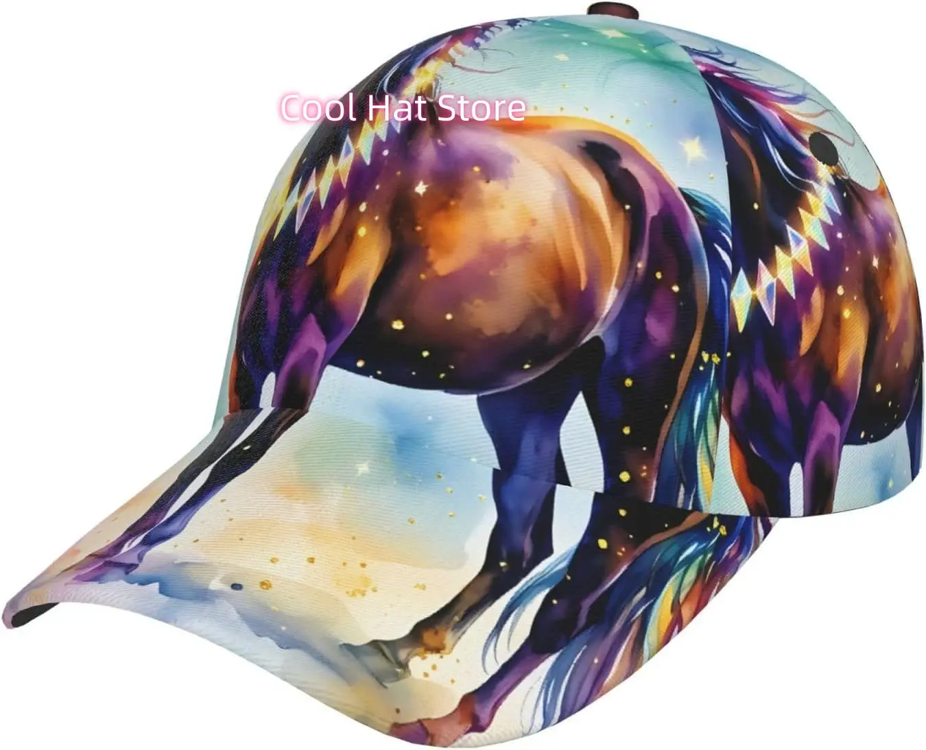 Rainbow Horse Magic Pattern Baseball Cap Adjustable Cotton Baseball Hat for Sports, Outdoor, Travel Gifts for Men