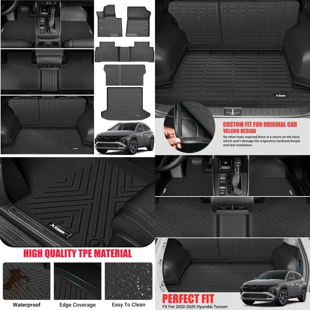 

Коврики в багажник Hyundai Tucson 2022-2025 гг. Коврик в багажник с ковриком на спинку Всепогодный резиновый вкладыш из ТПЭ на заднее сиденье 2022 г.