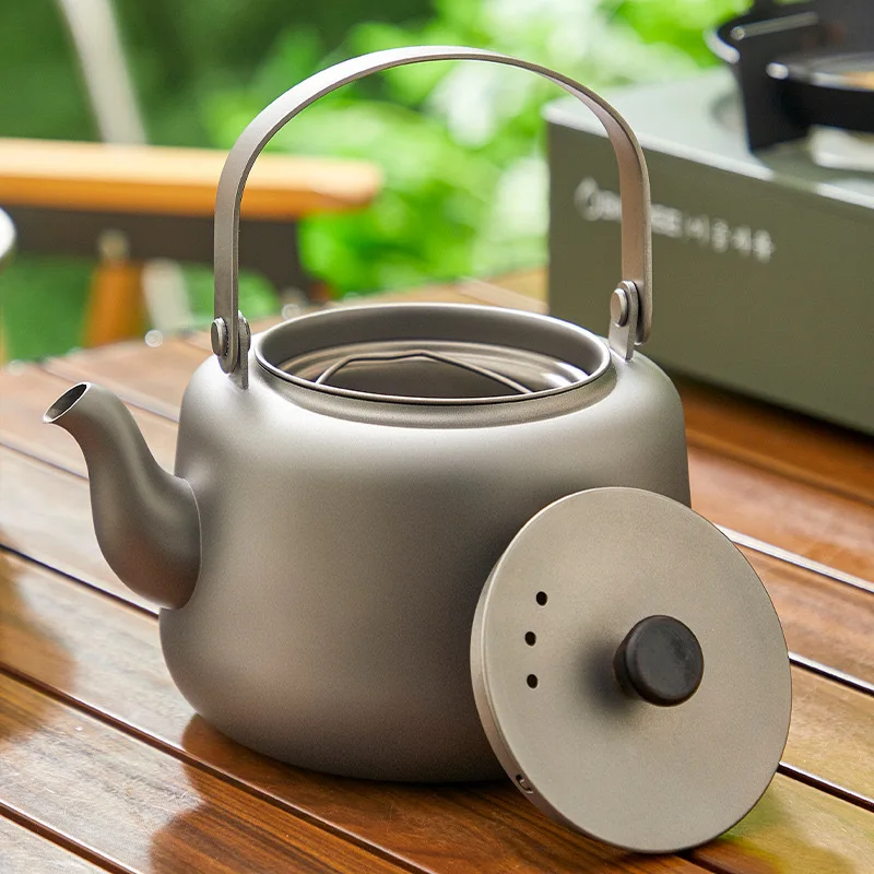 

Pure titanium outdoor teapot with tea leak, tea can, picnic pot, kettle anti-overflow portable tea set, water brewer