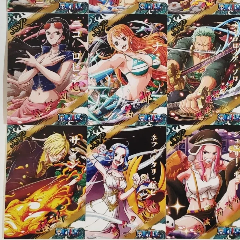 애니메이션 원피스 SSR SR 카드 세트 루피 에이스 조로 산지 나미 로빈 컬렉션 카드 크리스마스 생일 선물 어린이 장난감