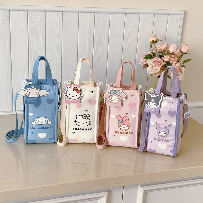 Sac de transport pour bouteille d'eau Cinnamoroll Hello Kitty, dessin animé Kawaii, housse de protection pour tasse thermos, housse de protection pour tasse d'eau portable