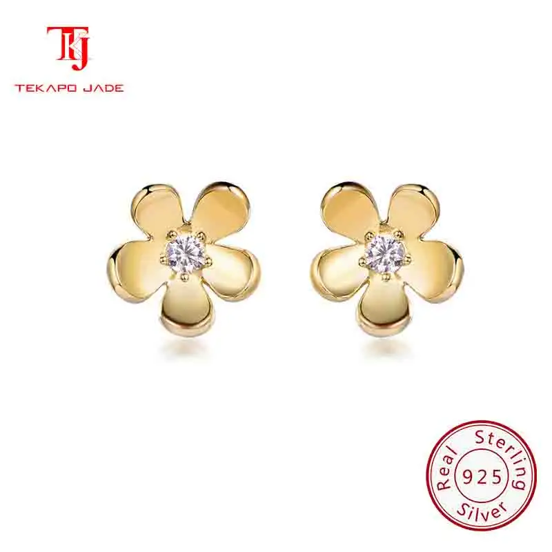 

TKJ JEWELS Exquisite 925 Sterling Silver 8mm Flower Stud Earrings Women Small 4A Zircon Earring Fashion Party Jewelry KE32305