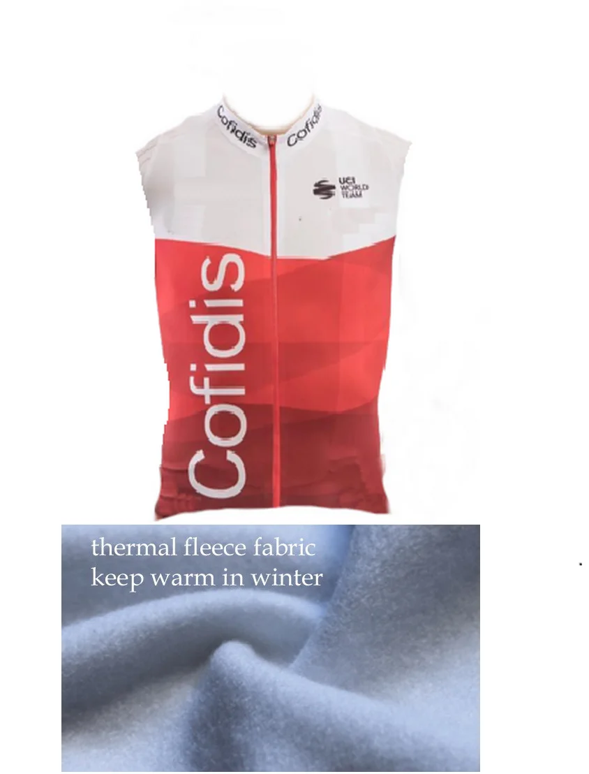 

WINTER FLEECE THERMAL 2022 COFIDIS TEAM Sleeveless Cycling Vest Mtb Clothing Bicycle Maillot Ciclismo Bike Clothes