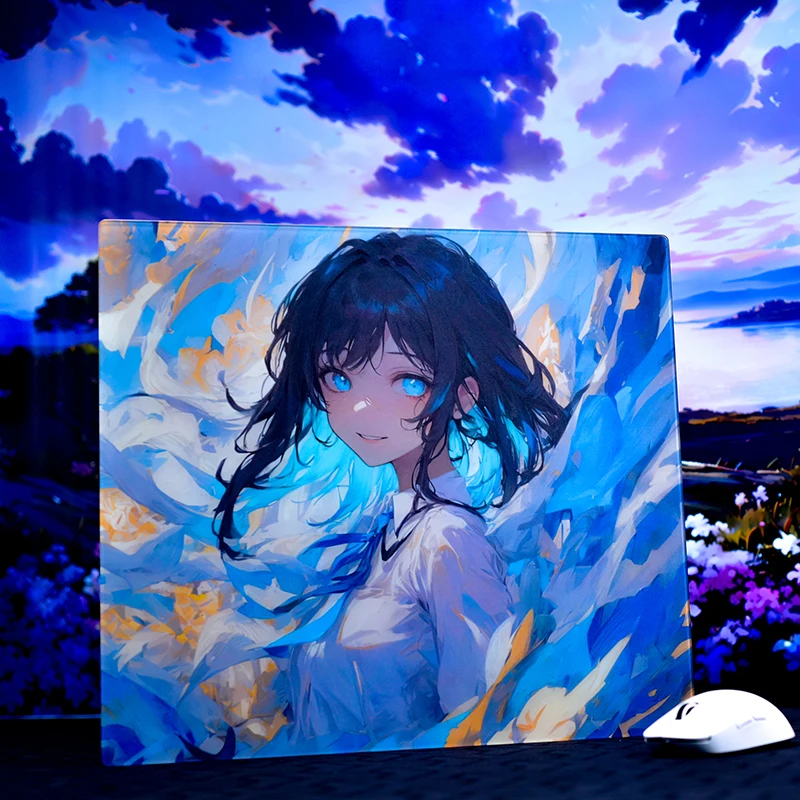NEW E-sports Grade Glass Mouse Pad Frosting Process Tempered Glass Gaming Mouse Pad Manual Customize Patterns Anime Mousepad