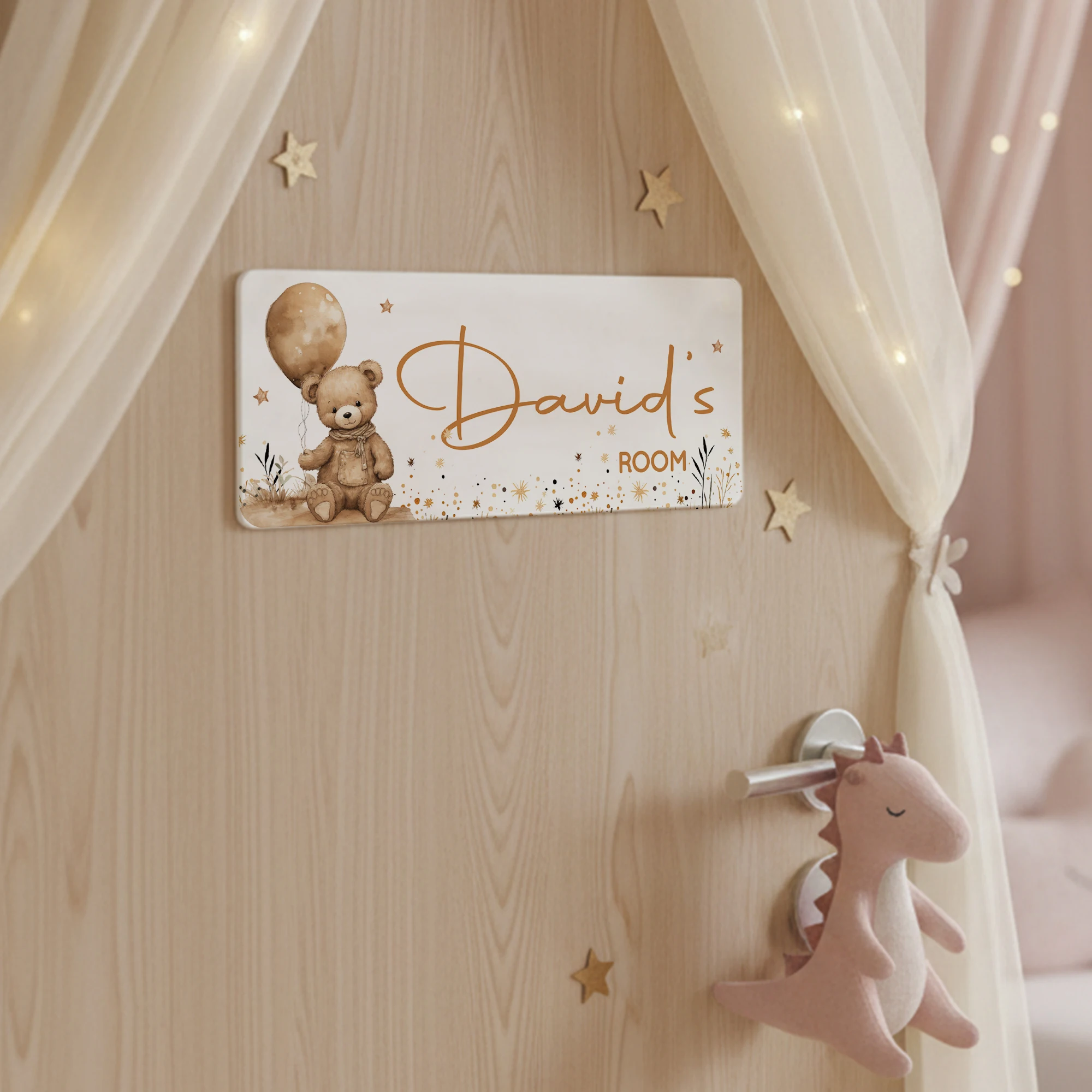 1pc Custom Bear Name/Text Acrylic Plate Sign Plaque for Bedroom, Door Wall Nursery Playroom Living Room Boy Home Decor Gift