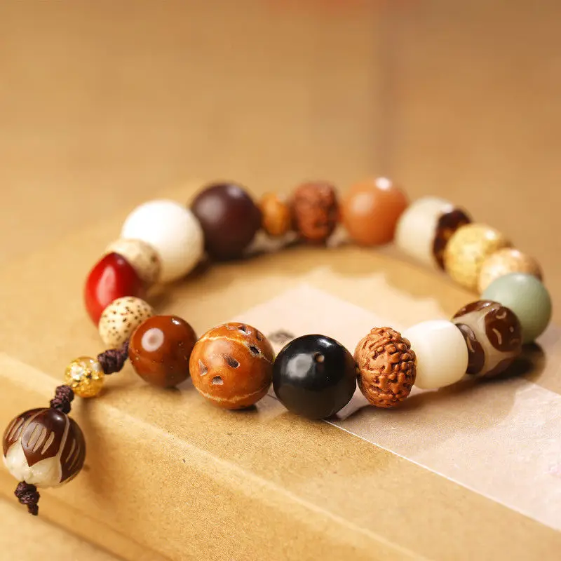 UMQ Authentic 18-Seed Bodhi Bracelet Duobao Lotus Carving Men's and Women's Lucky Peace and Fortune Bracelet