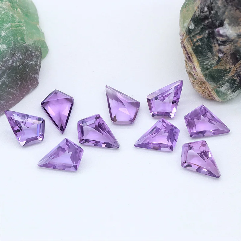 Natural Kite Shape Amethyst Loose Gemstone South African Purple Crystal Cabochon For Ring Pendant Jewelry Inlay Matching Stone