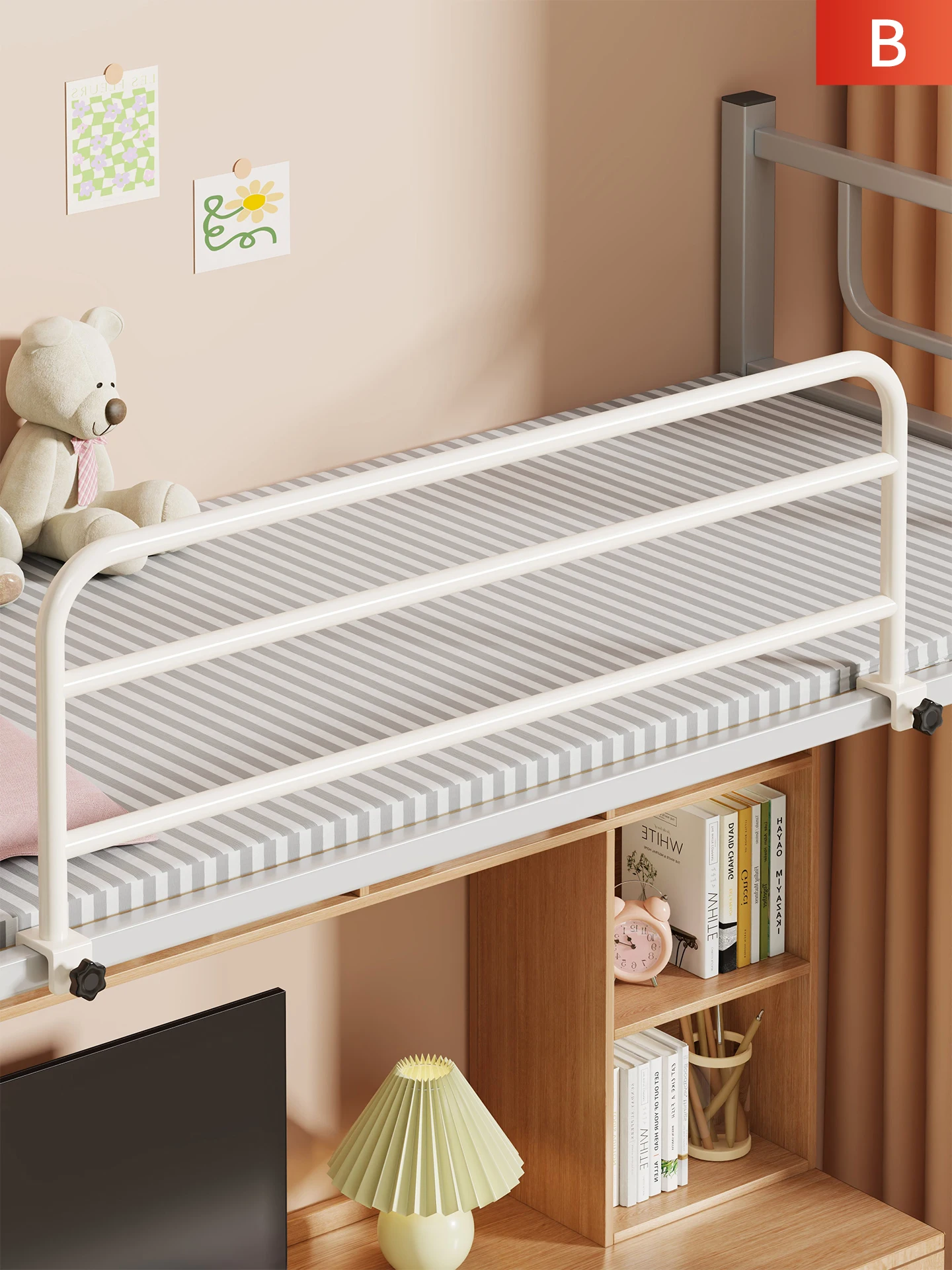 Barreira de Segurança para Cama de Dormitório Estudantil, Proteção Antiqueda, Barreira Elevada para Beliche Superior, Seguran...