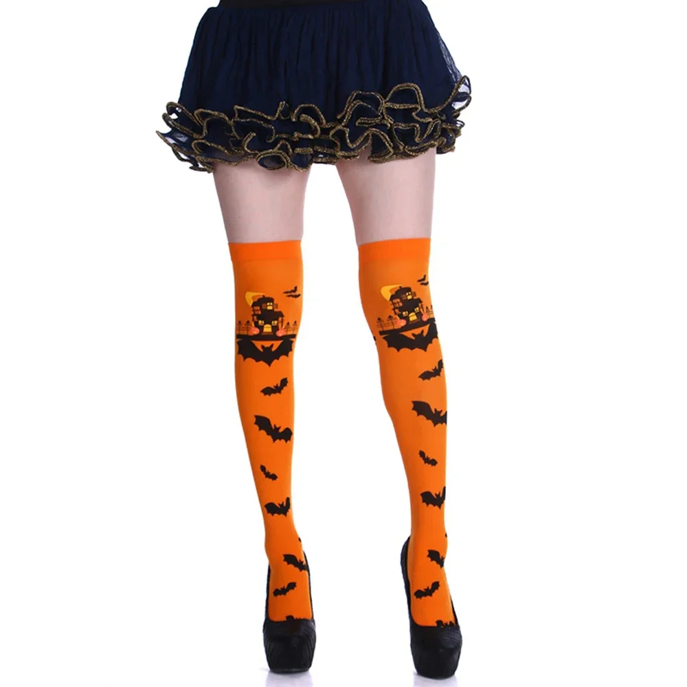 Erwachsene Kind Frauen Mädchen Halloween Kostüme Cosplay Zubehör Strümpfe Socken Skelett Clown Nonne Fledermaus Druck