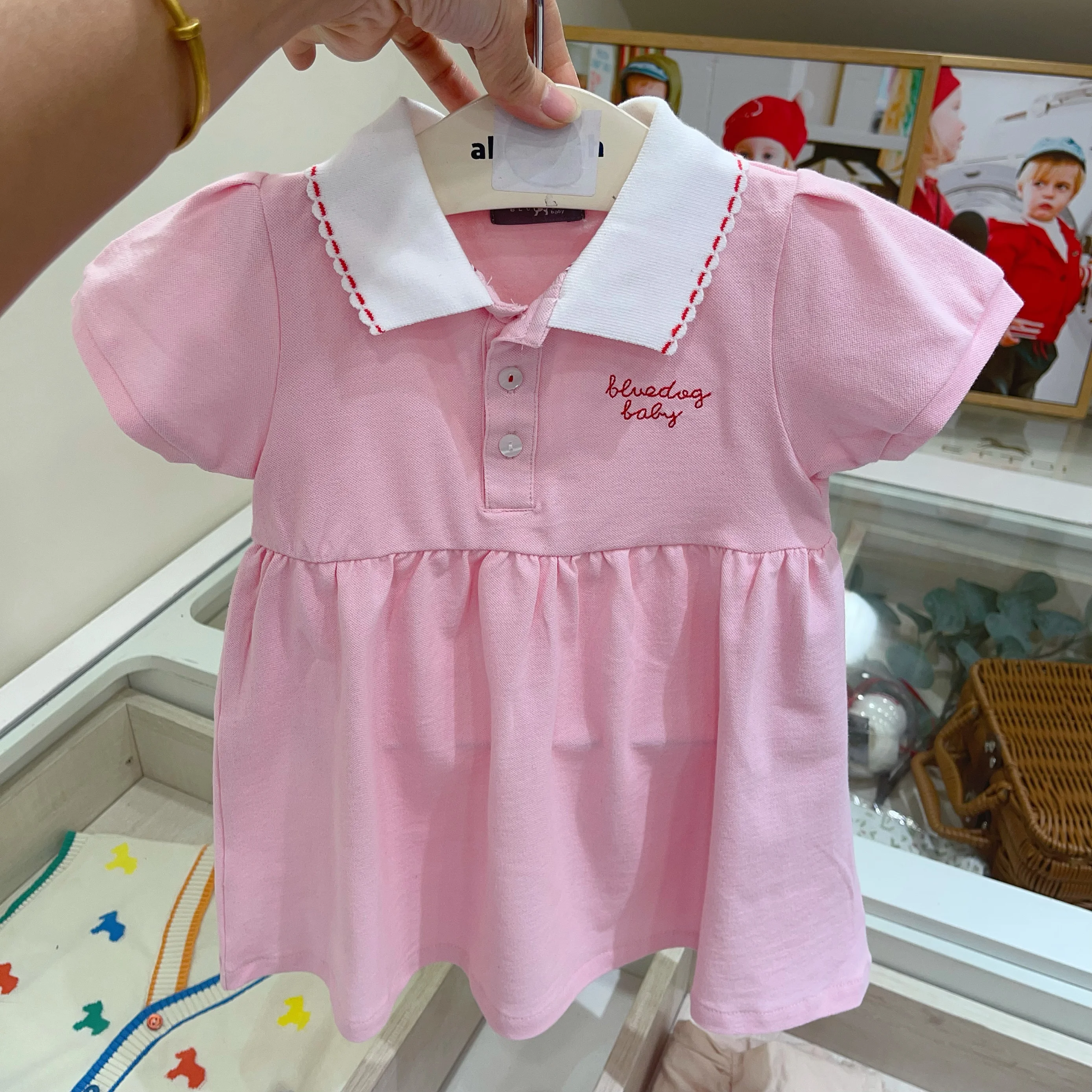 

Adorable Pink Comfortable Princess Dress for Girls Spring Summer Fashionable Versatile Cotton Blend Clothing Item for Babies