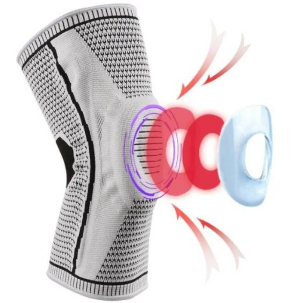 

1 пара высокоэластичных силиконовых наколенников, дышащие компрессионные накладки на колени, удобные спортивные бандажи для футбола