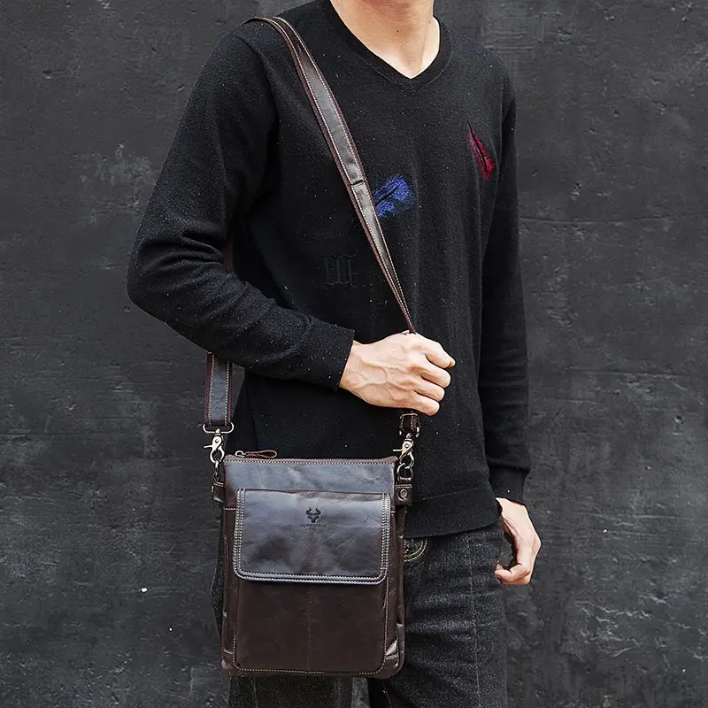 Imagem -05 - Humerpaul Marca de Couro Genuíno dos Homens Mensageiro Bolsas Crossbody Novo Negócio Casual Bolsa Masculino Divisor Ombro Grande Traver