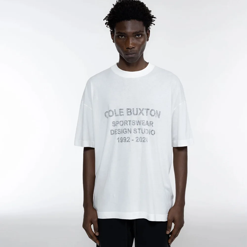 

Cole Buxton Premium Vintage Slogan Letter Logo Print Men's Oversized Casual Crew Neck Short Sleeve T-Shirt