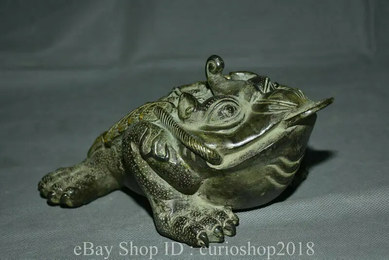 

8.4 " Rare Old China Bronze Fengshui Animal Frog Gold Toad Wealth Bixie Statue