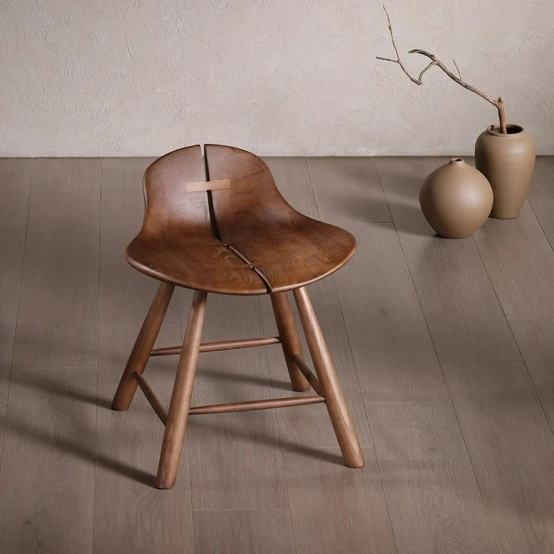 

Taurus stool wabi sand solid wood dining chair villa stool living room balcony stool