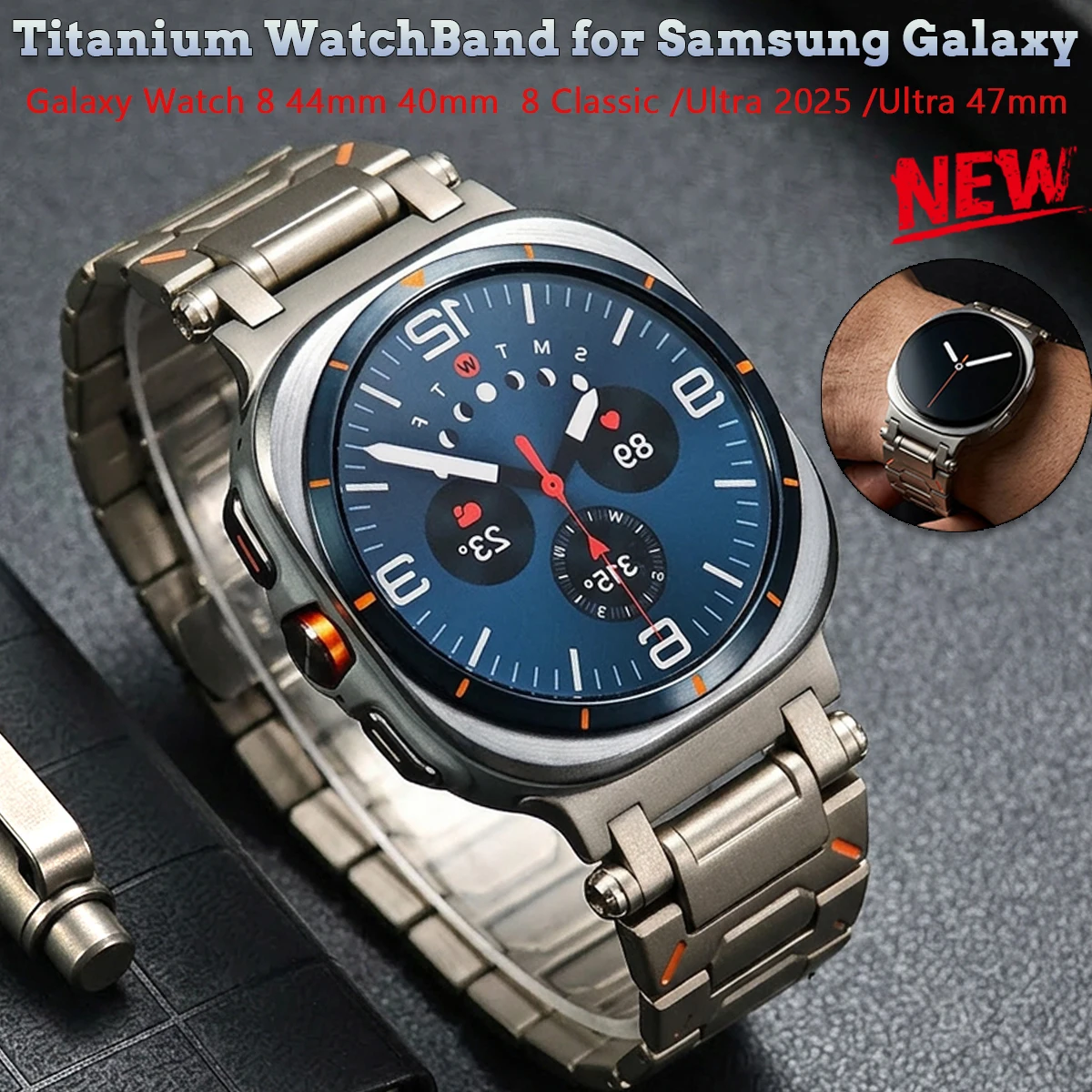

Titanium Bracelet for Samsung Galaxy Watch 8 44mm 40mm 8 Classic 46mm Luxury Strap for Galaxy Watch ULTRA 2025 2024 WatchBand