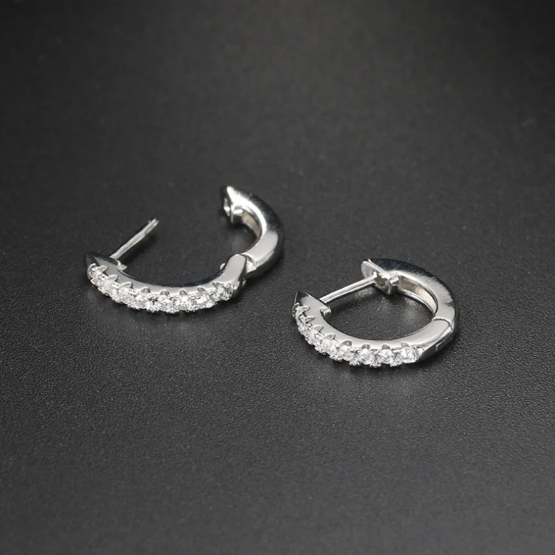 

Somila Trendy S925 Sterling Silver Gold Zircon Huggie Earrings, Fashion Daily Piercing Jewelry For Women