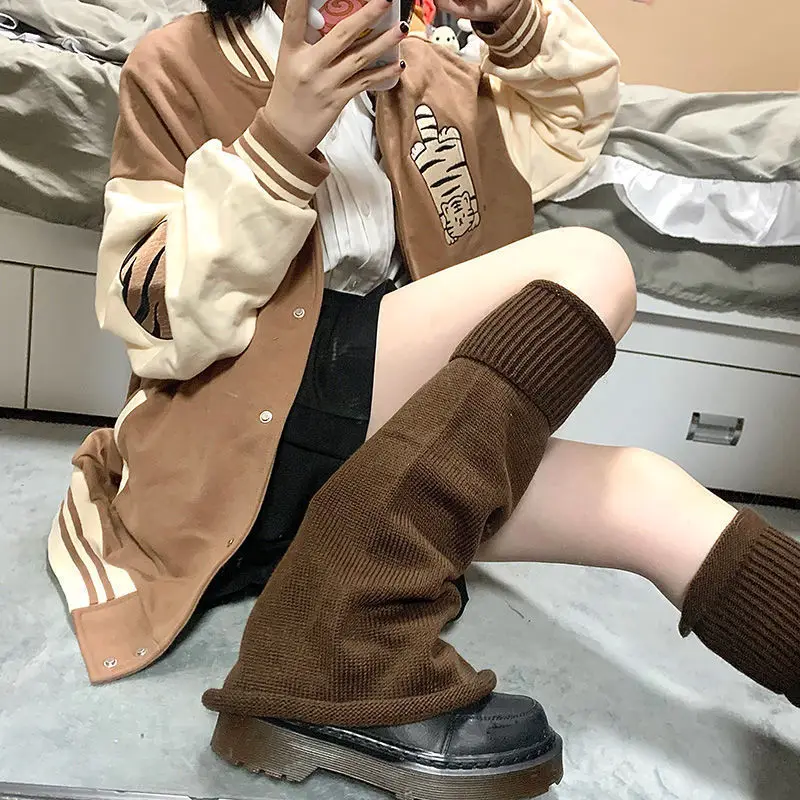 Y2k Pile Sock Cover Knitted Mid Tube Spicy Girl Wide Leg Warm Loose Horn Versatile JK Foot Cover Thickened Women Solid Color view 2