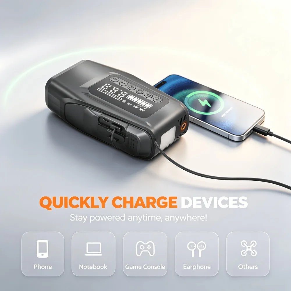 AEGNITE 10000A 10-in-1 Portable CarJump Start Jump Power Supply with Tire Inflator Combo 12V Battery Charger 150PSI Air Pump LED USB Quick Charge Input/Output Multi-Function Roadside Emergency Tool