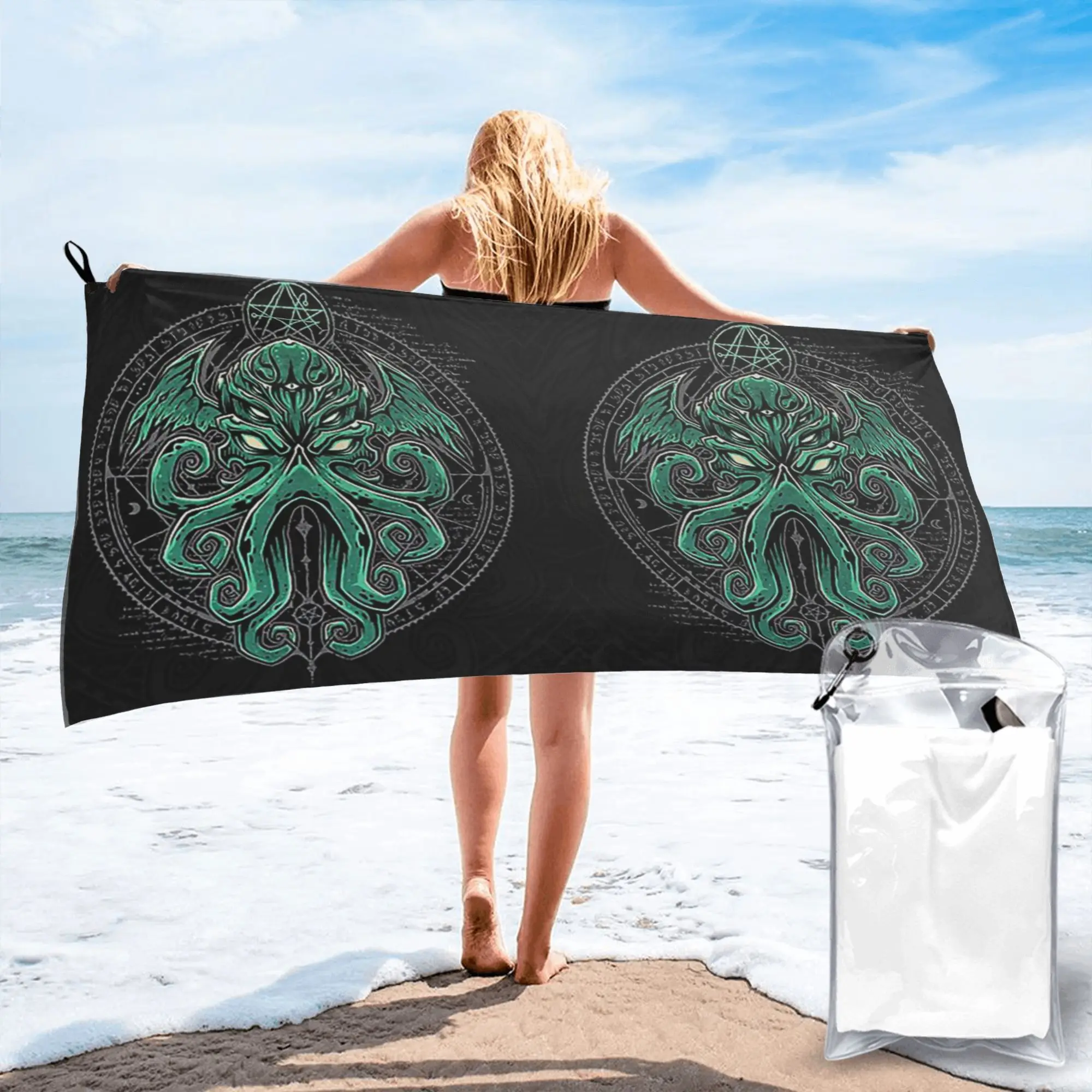 Lovecraft Great Cthulhu Beach Towel Soft Microfiber Quick Dry Absorbent Quick Towels For Bath