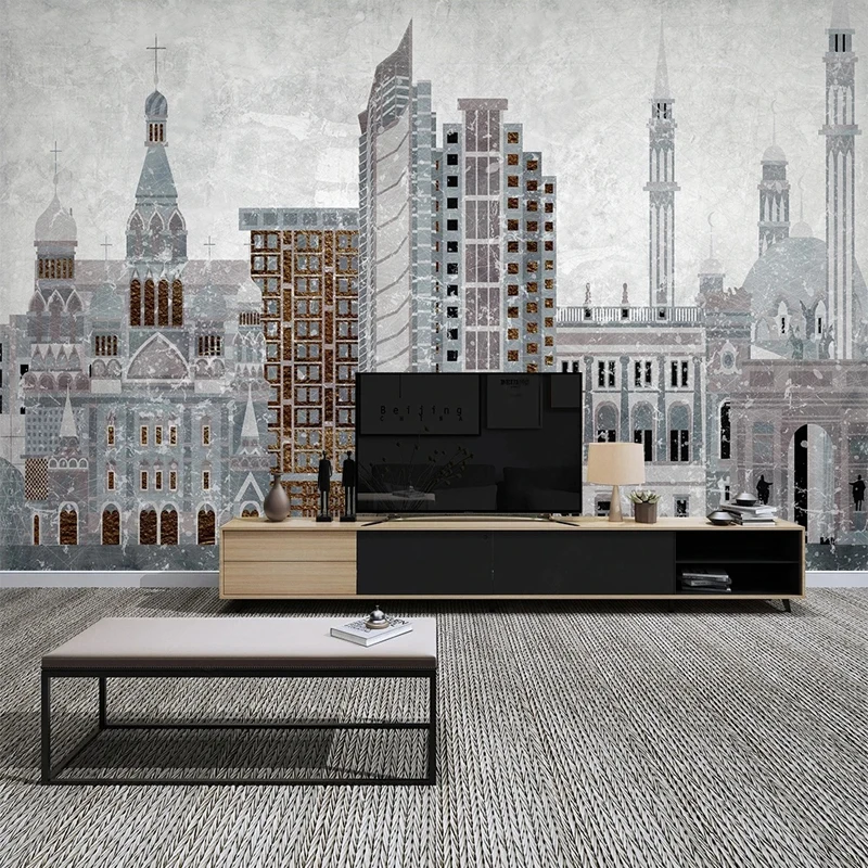 Custom Size City Buildings Photo Mural Wallpaper for Living Room TV Background Wall Paper Home Decor Wall Covering Backdrop