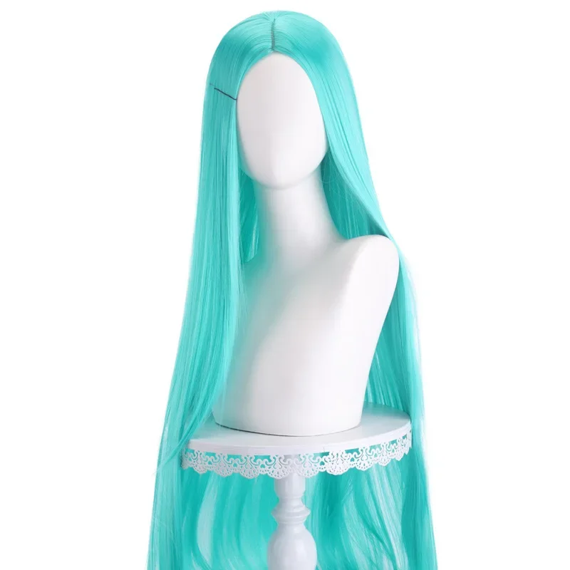 Lange gerade Cosplay-Perücke, 100 cm, Mittelscheitel, zentraler Split, blond, rosa, rot, lila, hitzebeständige Kunsthaar-Perücken
