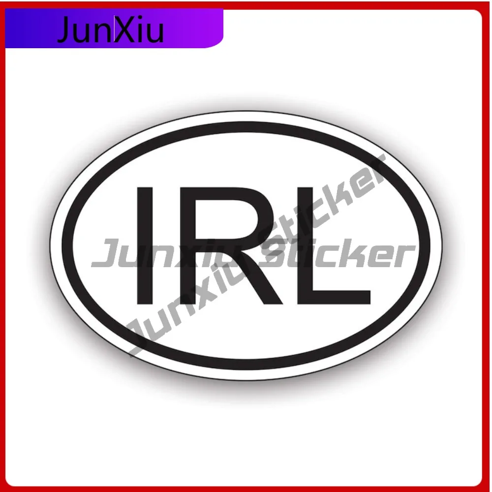 

Irl Ireland Country Code Oval Sticker Uv Protected Decals Irish Euro Auto Decor Car Sticker Vinyl Decal Round Sun Protection