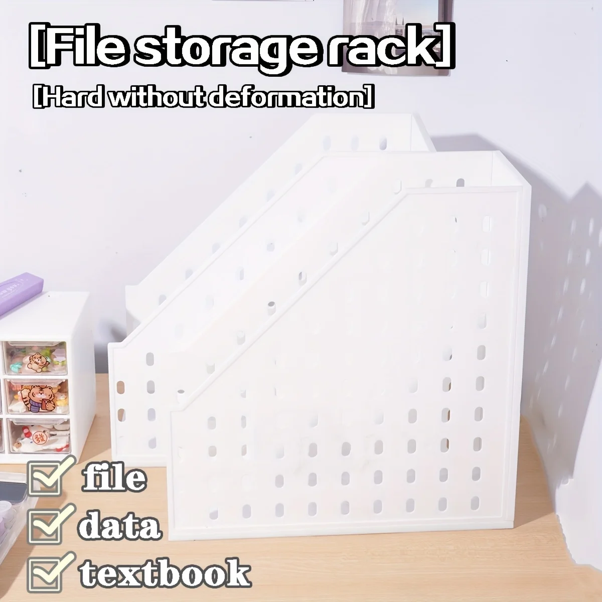 منظم ملفات A4 بسيط، وحدة واحدة، منظم سطح المكتب، حامل ملفات PP سميك، قابل للطي، رف تخزين المجلات العمودي #4