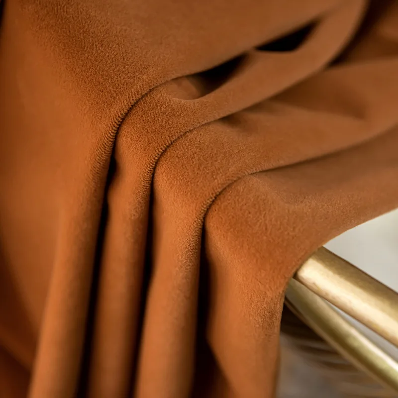 Caramel Colored Curtain Velvet Light, Luxury French Living Room, Bedroom, Monochromatic, Blackout, Cotton Linen, Cloth Window