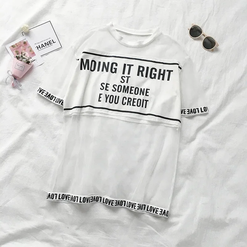Fashion Hollow Out T Shirt Women Sexy Transparent Summer Tops Ladies Short Sleeve Loose T-Shirts Woman Tee Shir Camisetas Mujer