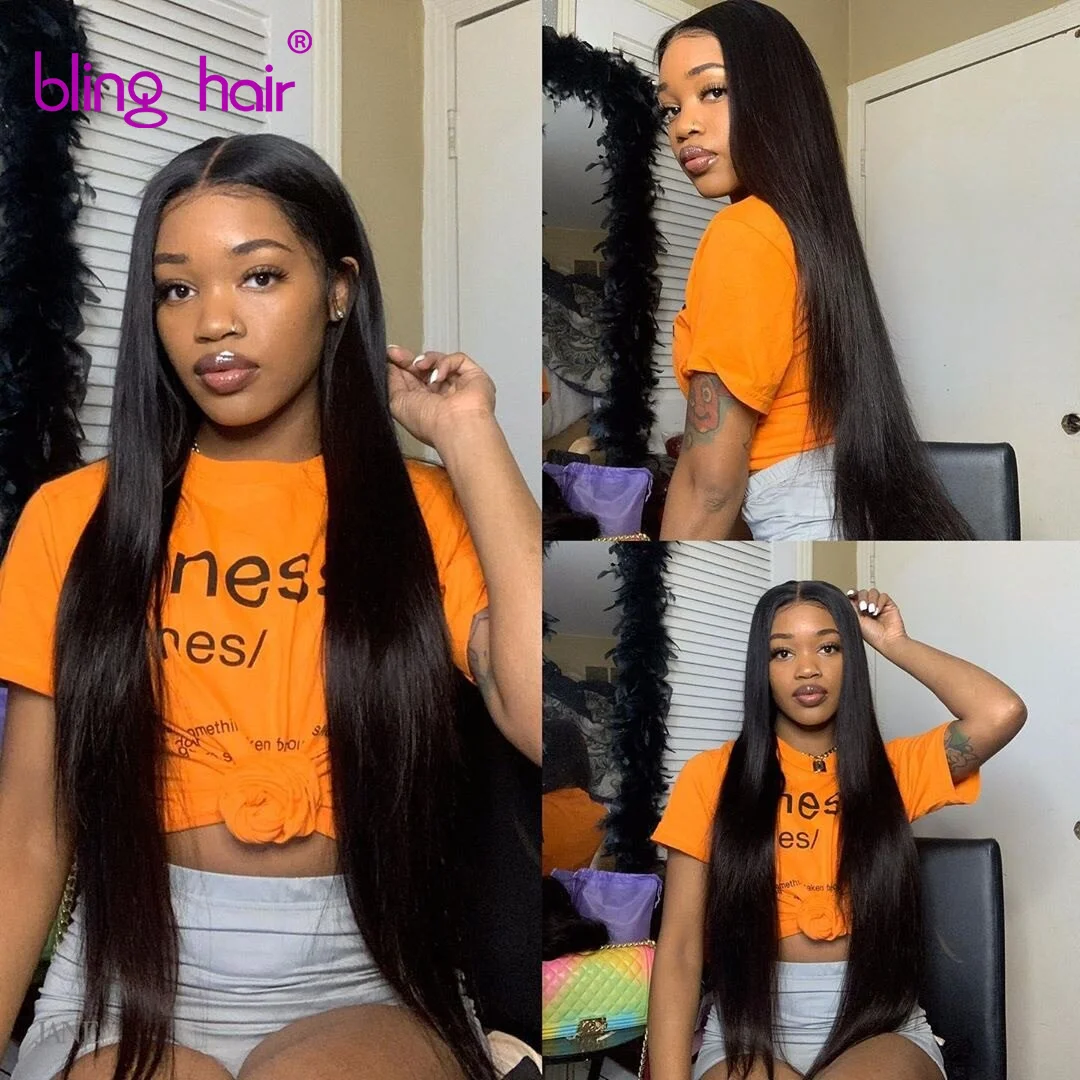 13x6 Lace Frontal Wig Straight Hair Wigs With Baby Hair PrePlucked Bleached Knots Bling Hair Human Hair Lace Front Wig