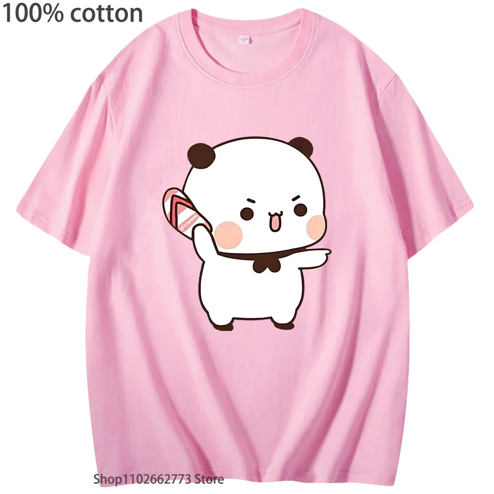 

Kawaii Bubu Is Throwing Flip-flops At Dudu Since He Teases Bubu T-Shirts Funny Bear Tees 100%Cotton Summer Clothes Women/Men Top