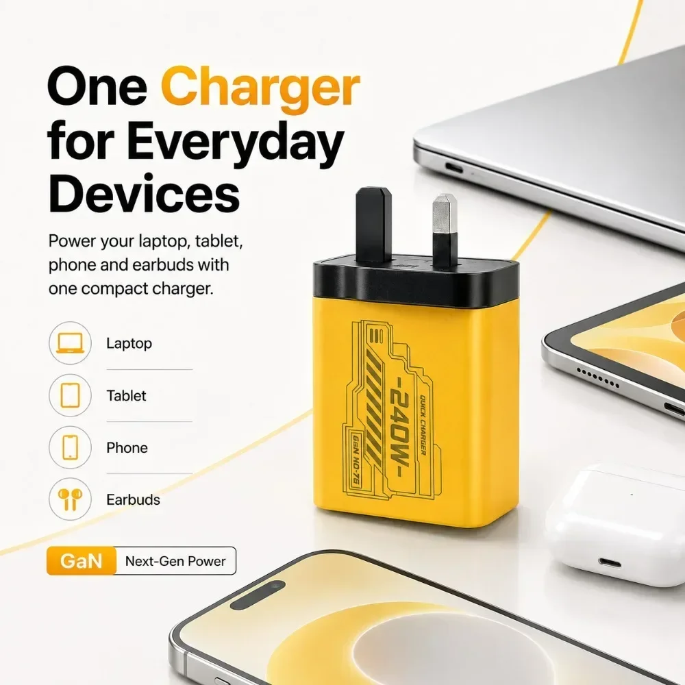 240W GaN Mechanical Multi‑Port Fast Charging USB Travel Adapter EU US Plug for Phone & Laptop Different Digital Gadgets