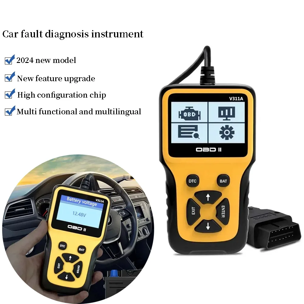 

V311A ELM327 Auto Diagnosis Tool Code Reader OBD II Scanner Fault Light Repair Tool Support Vehicle 9 Standard Protocol