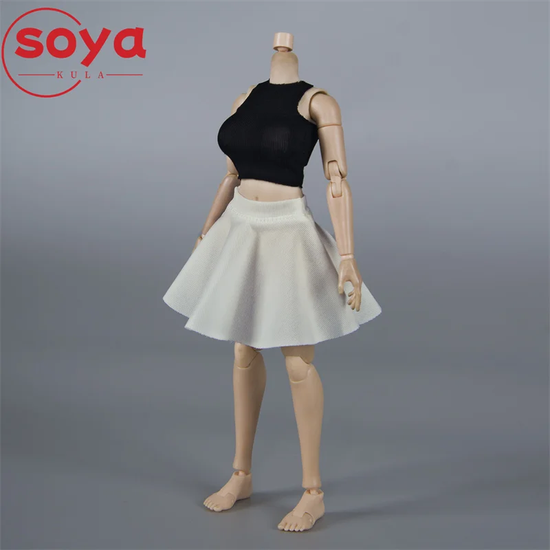 CHILI TOYS – jupe courte plissée élastique, échelle 1/12, modèle de vêtements adapté au corps de figurine de soldat féminin de 6 pouces