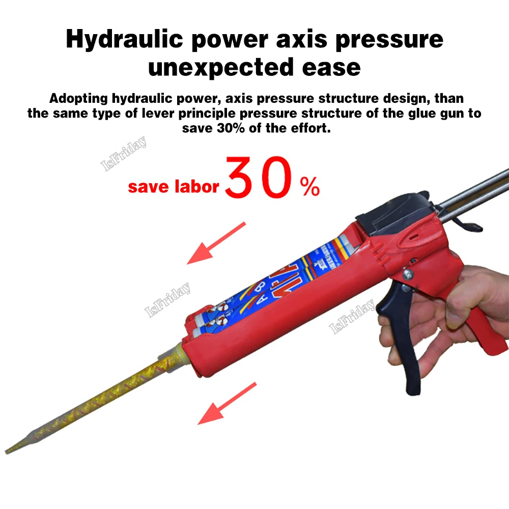 Pistola de cartucho de doble componente de acero, aplicador Manual hidráulico de mano, pistola de pegamento de calafateo para costura de azulejos de