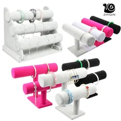 PU Velvet Jewelry Bracelet Storage Display Chain Watch T-Bar Rack Organizer Hard Stand Holder Jewelry Display Bracelet Display
