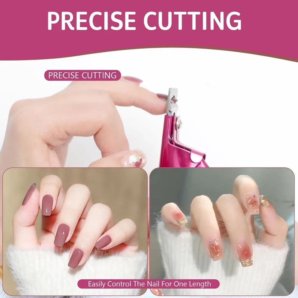 Acrylic Nail Clippers with Magnets, Sizer & Length Measurement for Nail Art at Home