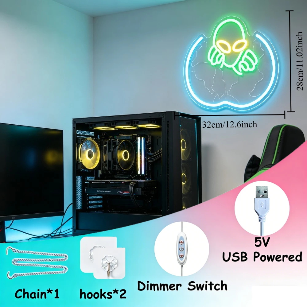 Uzaylı UFO Neon Burcu LED Duva - Bedroom Lighting Decor Ideas incelemesi ve fiyatı