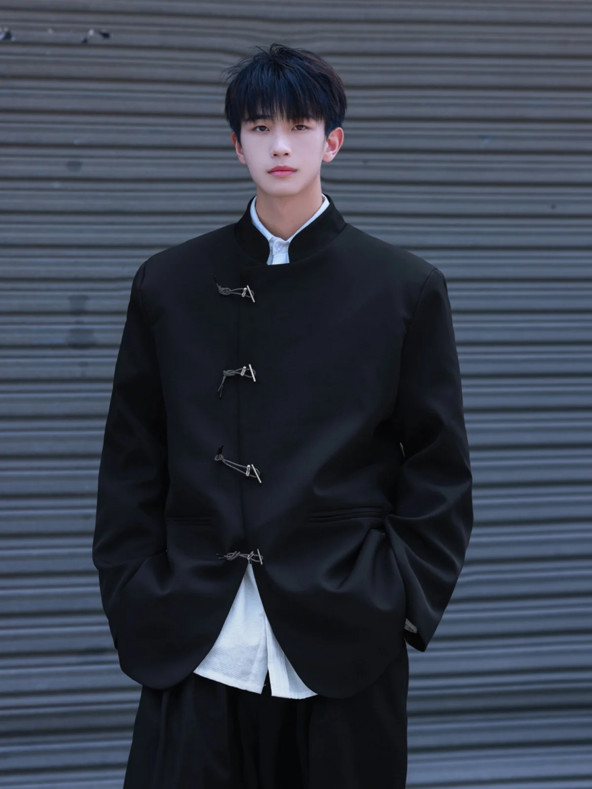 

Новый мужской костюм в китайском стиле с воротником-стойкой, металлическими пуговицами, модный бренд Haome, повседневная одежда