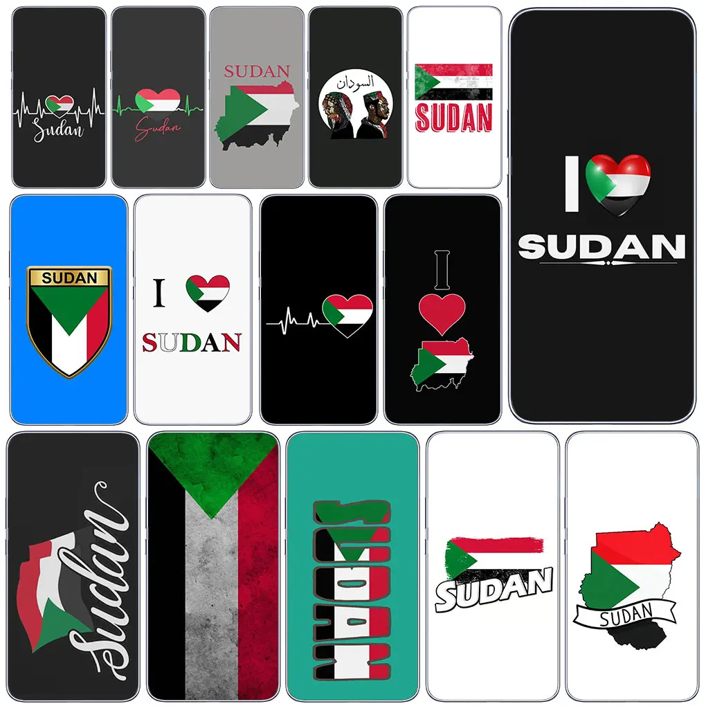 Custodia per telefono con emblemi bandiera del Sudan per Samsung Galaxy A04 A14 A23 A34 A54 M23 M33 M52 M53 M30S M31 M51 M21 custodia morbida Funda