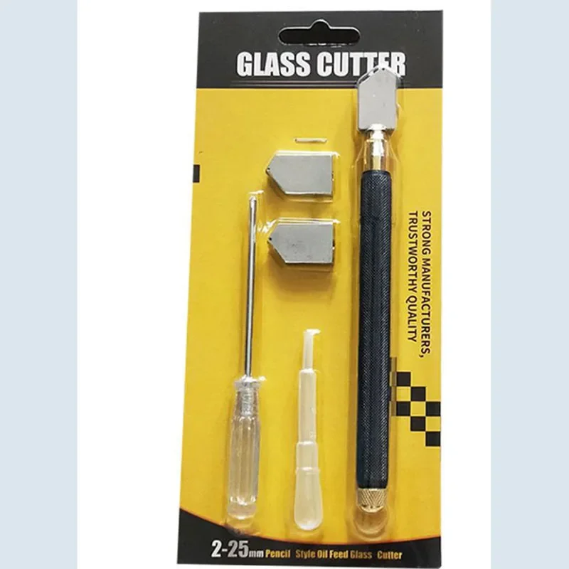 

5 in 1 Window Craft Glass Cutter With Drop Oil Tube Scribing Wheel Knife Cutting Non-collapsing Diamond Roller Glass Cutter Tool