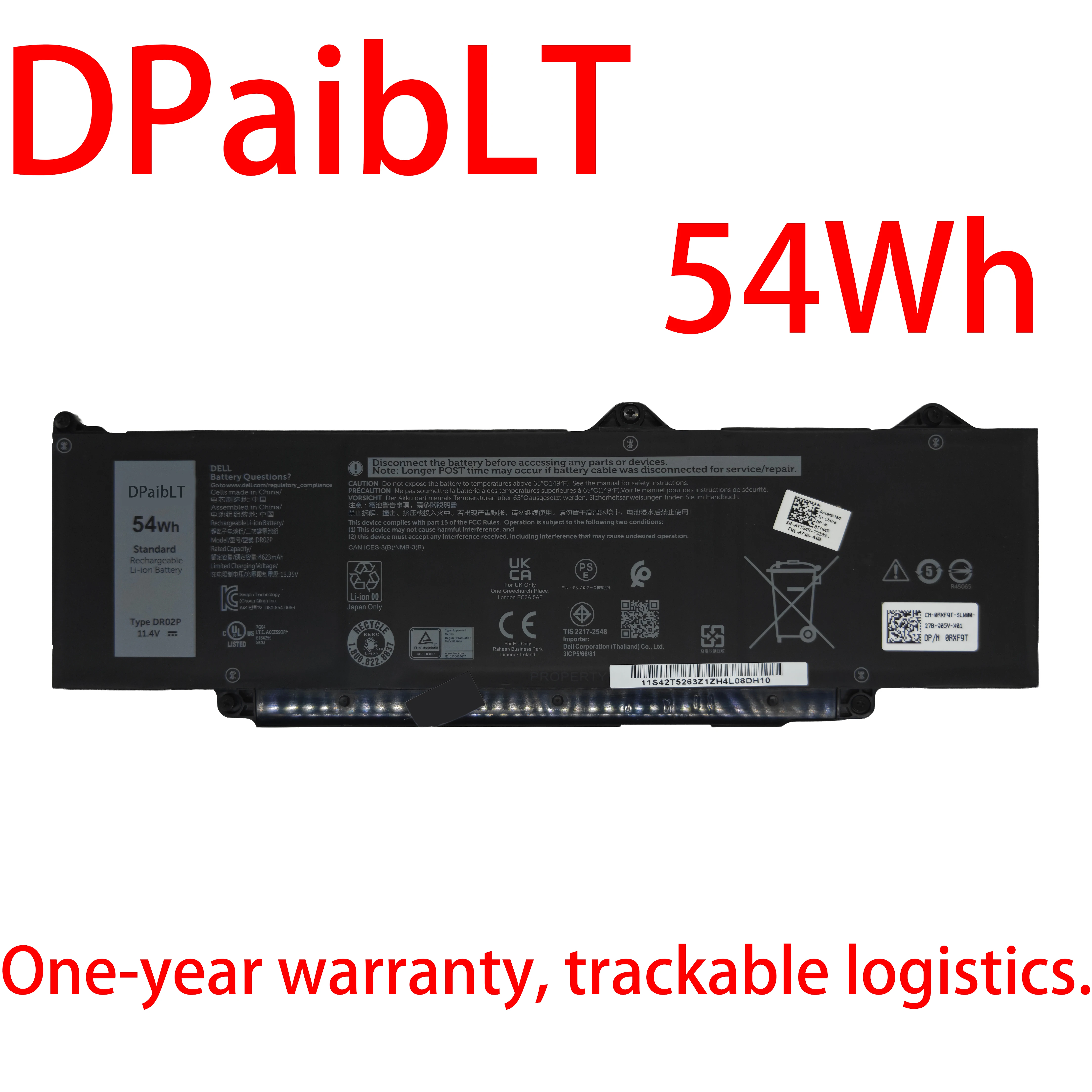 

Новая аккумуляторная батарея DPaibLT 54Wh 11.4V DR02P для ноутбуков Dell Latitude 3340, 5340, 5350, 5440, 5540, 7455, а также Latitude 5340 2-в-1 и 5350 2-в-1