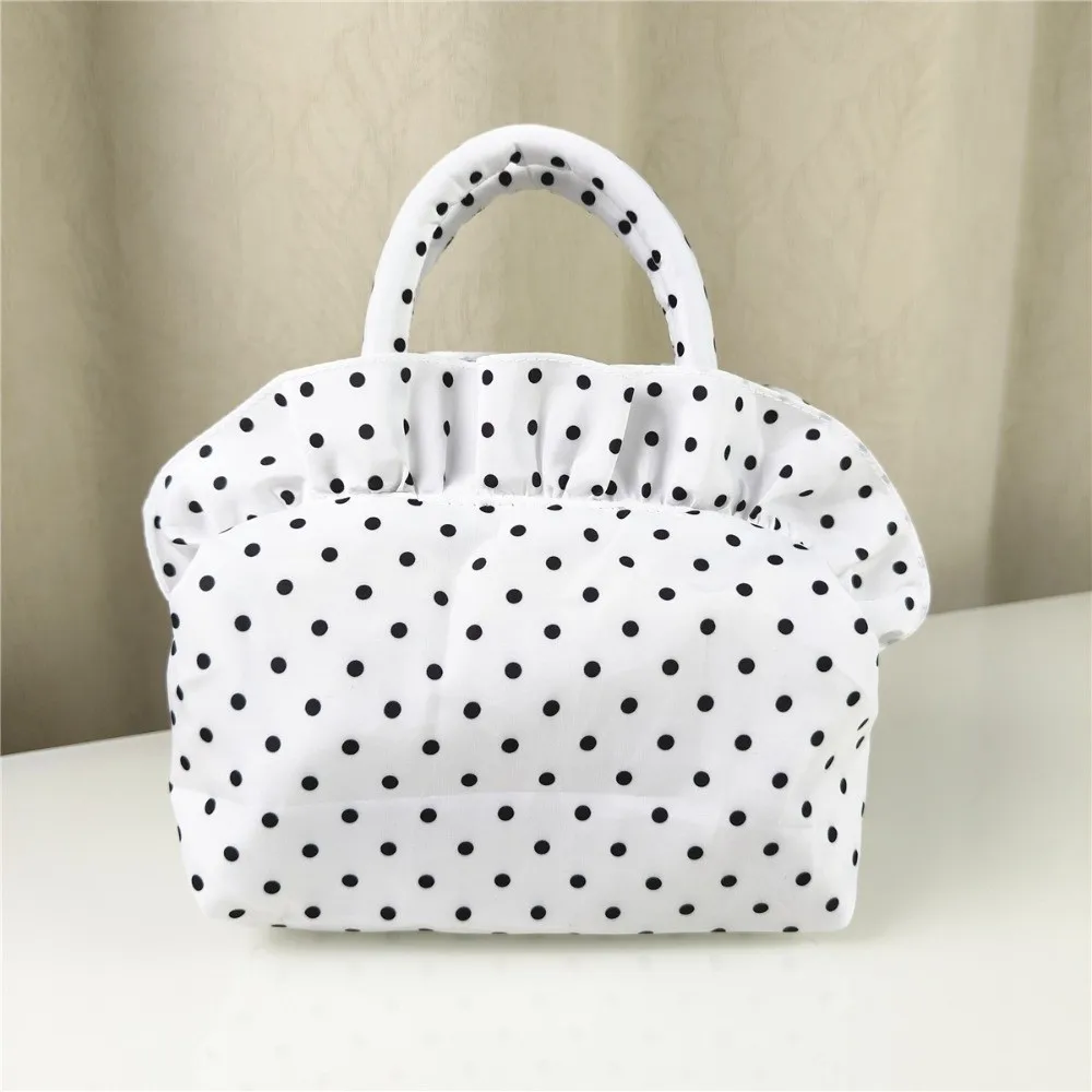 New With Zipper Bowknot Handbag Lightweight Portable Nylon Top Handle Handbag Casua Sweet Style Polka Dots Purse Outdoor