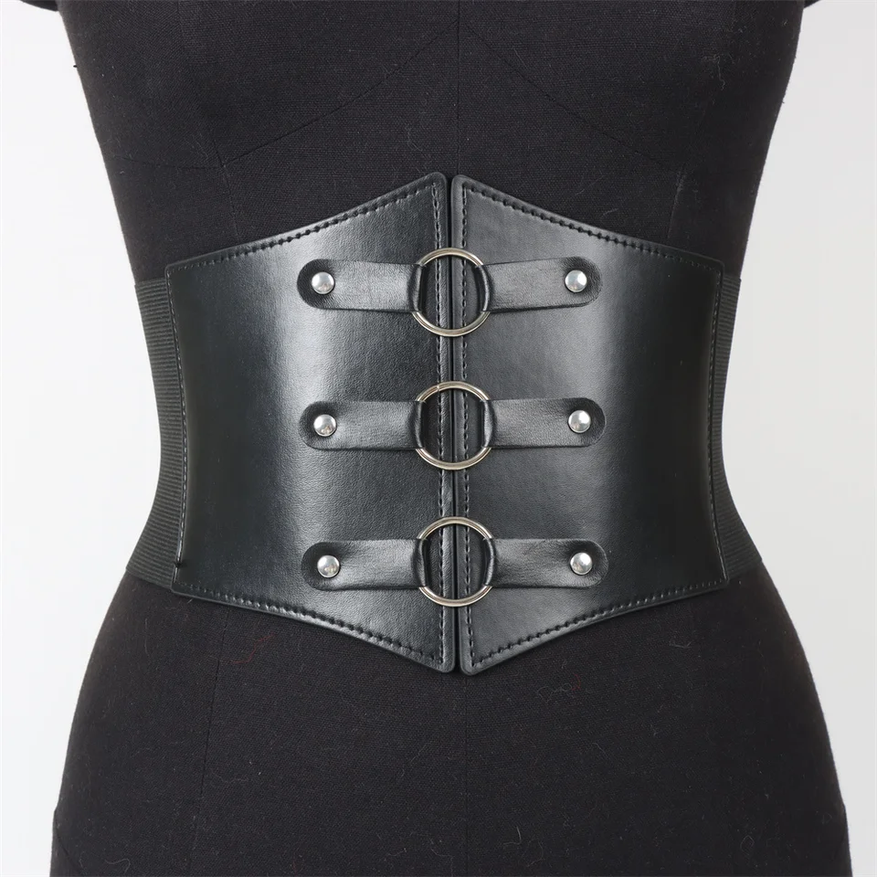 Fashionable Gothic Corset Belt Triple Buckle with Black  display picture 1