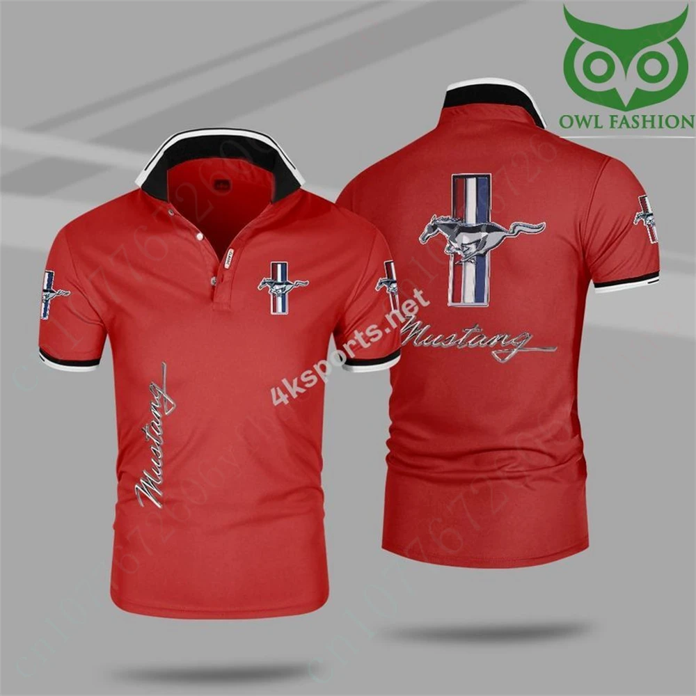 Camisa Mustang Anime masculina, roupa unissex, camisas polo casuais, blusas de secagem rápida, blusa manga curta, roupa de golfe Harajuku