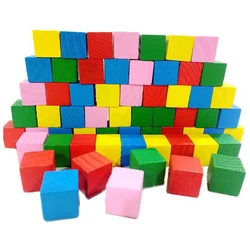 20pcs/lot Colorful Wooden Cubes Building Blocks Toy Squares Dice Board Game Block Toys for Children Educational Learning Toys