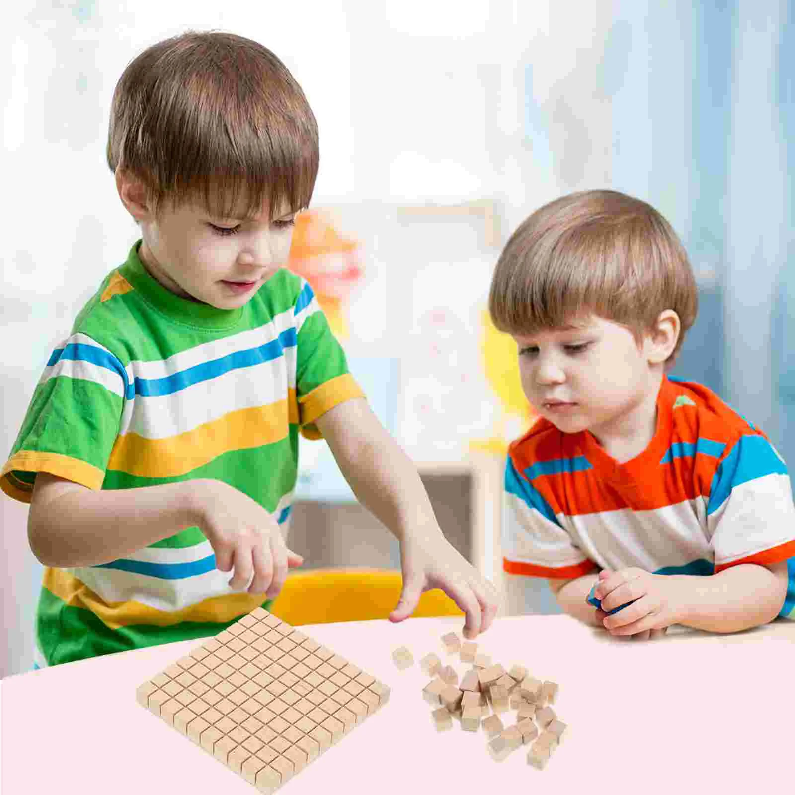 Cubes de comptage mathématiques pour enfants, construction de nuits, blocs de modèle, manipulateurs de fractions en bois, 61 pièces